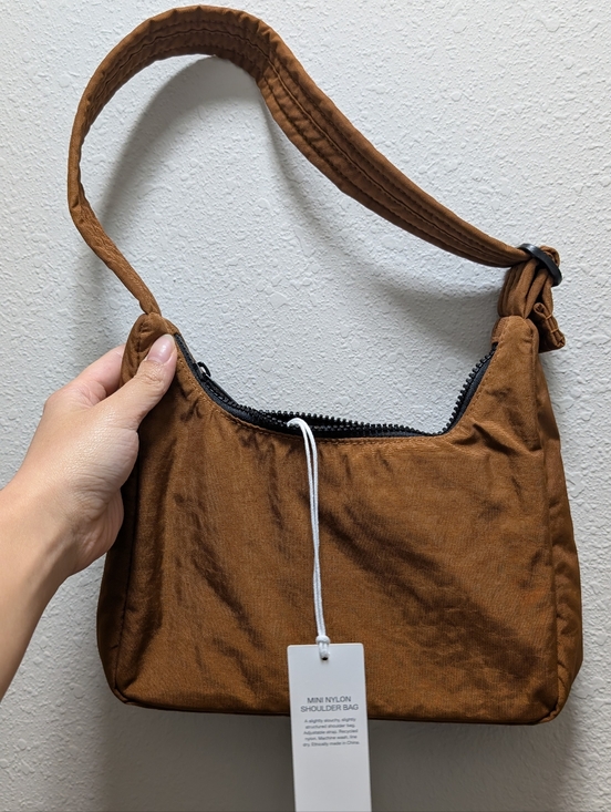 BAGGU Handbags - NWT BAGGU Nylon Mini Shoulder Bag / Brown